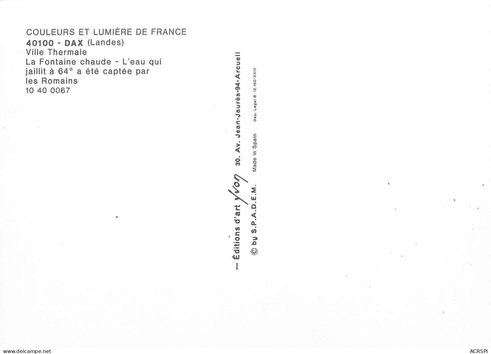 DAX  La Fontaine  31   (scan Recto-verso)MA2282 - Dax