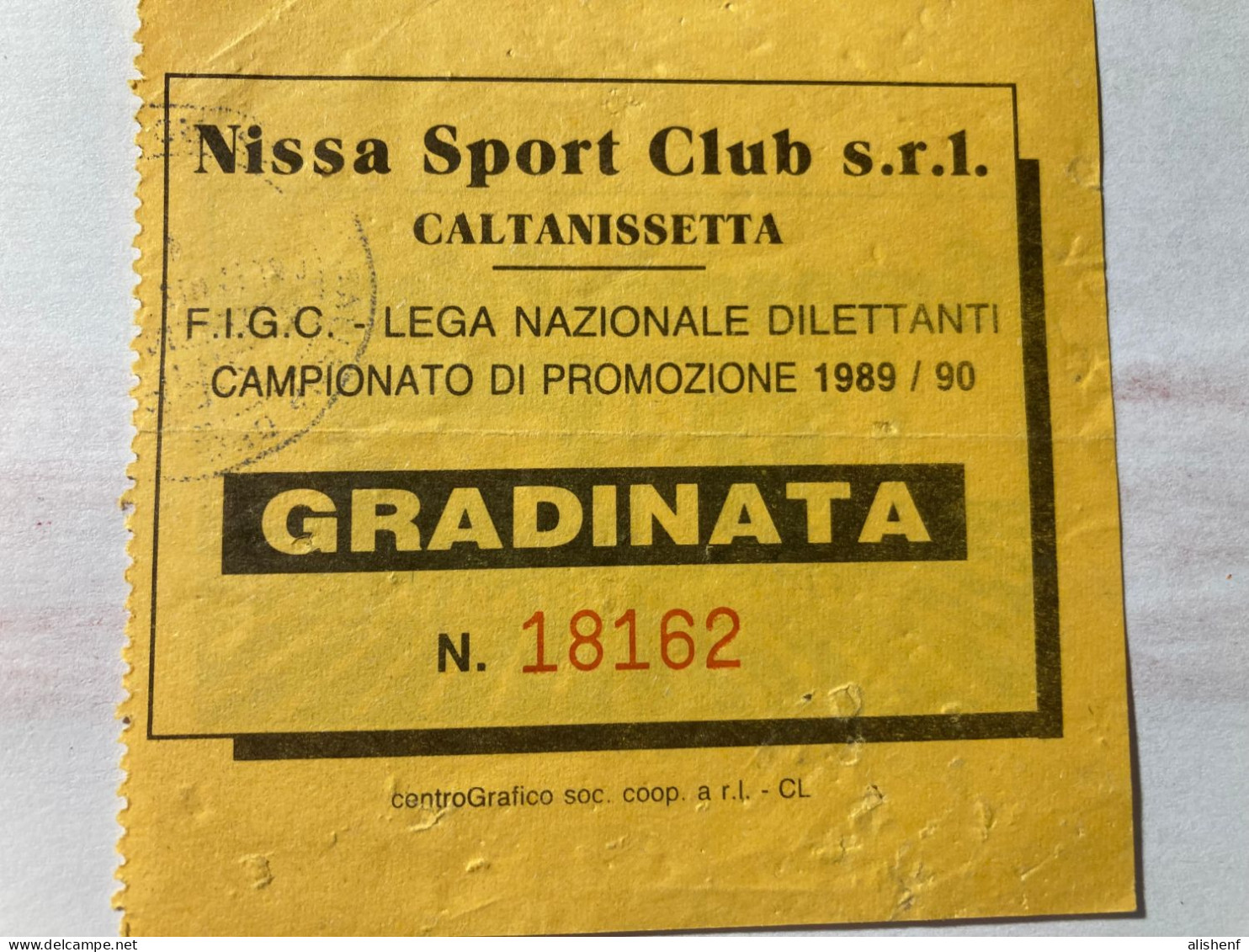 Biglietto Stadio Nissa Sport Club Caltanissetta Campionato Promozione 1989-90 - Toegangskaarten