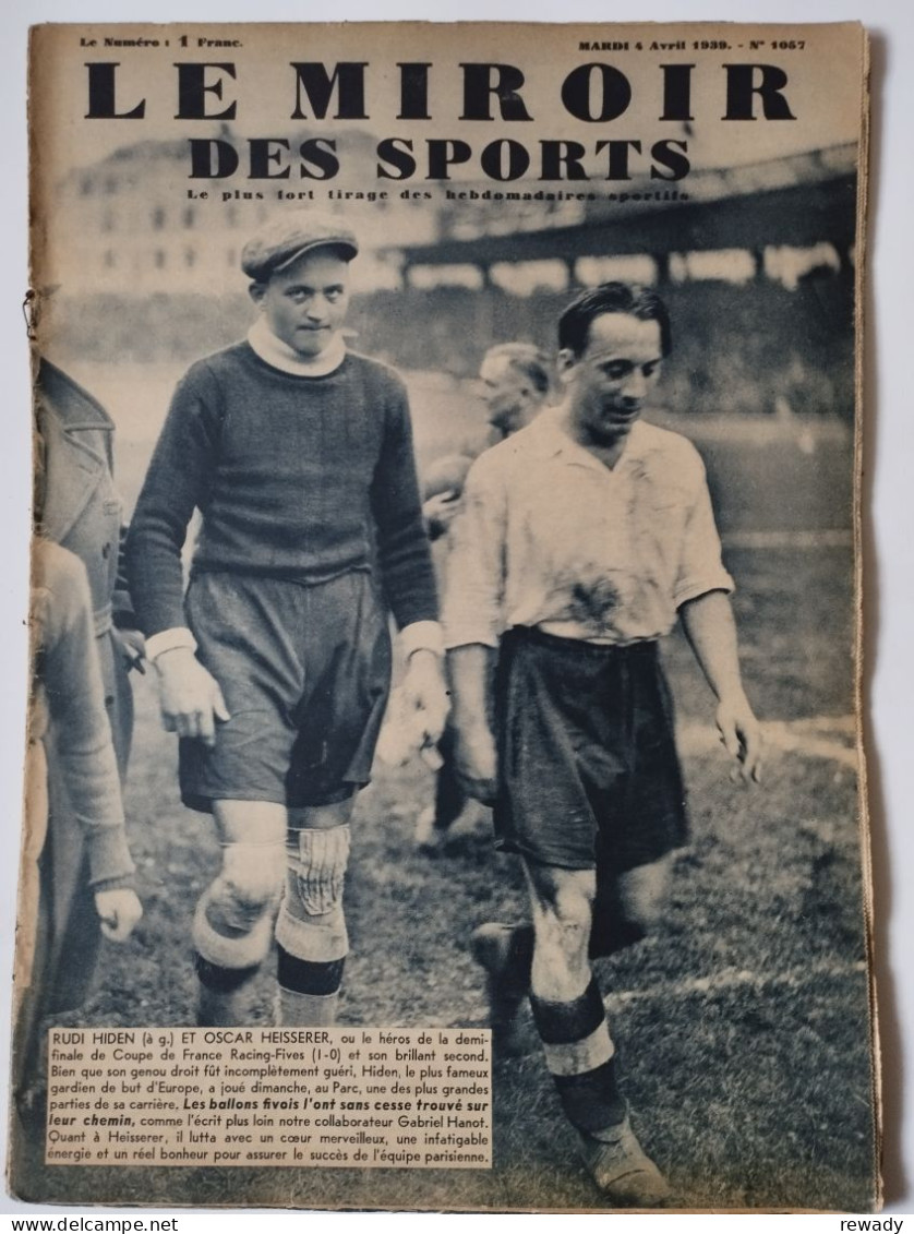 Le Miroir Des Sports - 4 Avril 1939 (N. 1057) - Other & Unclassified