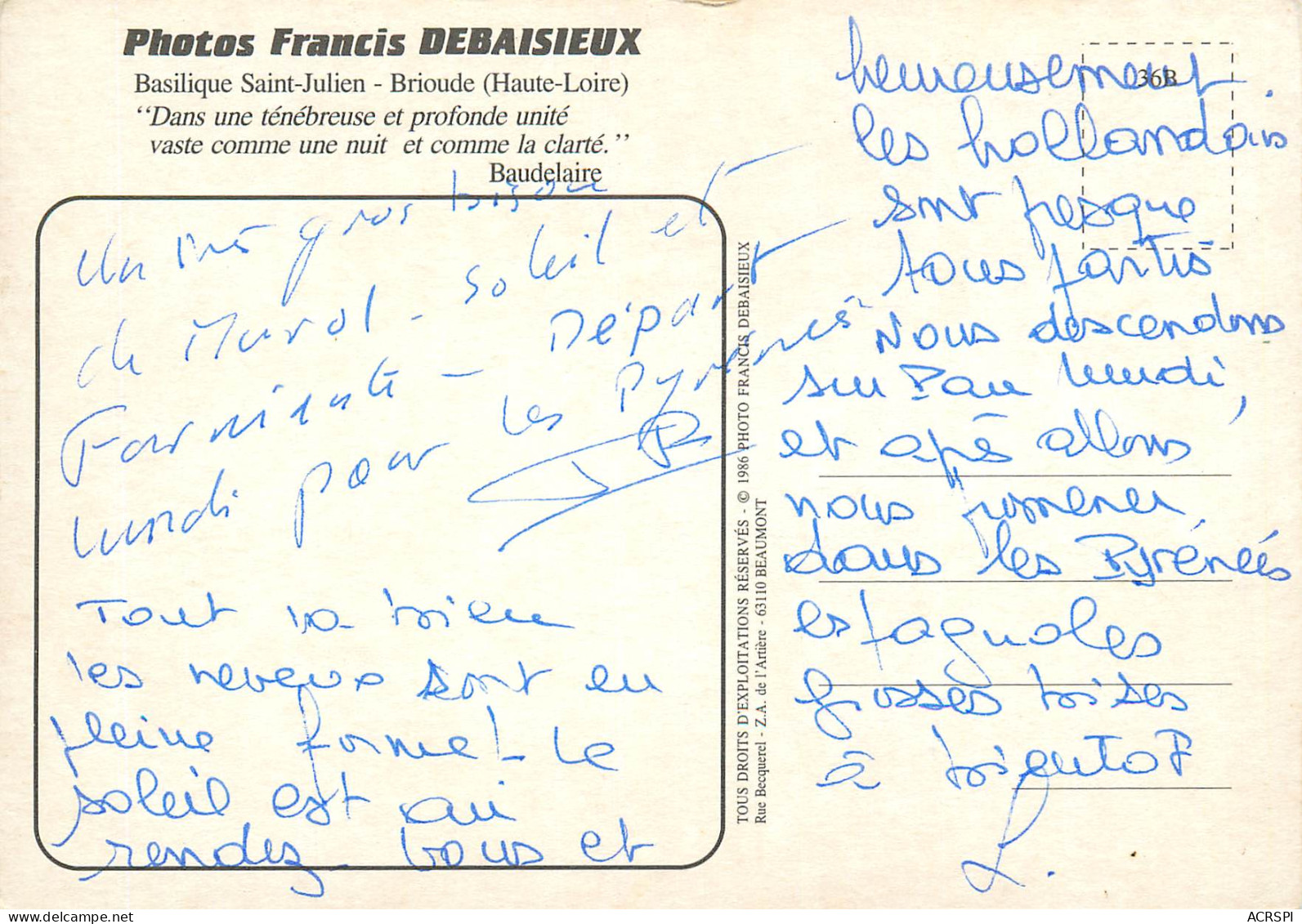 BRIOUDE  Basilique Saint Julien La Nuit  19(scan Recto-verso)MA2285Bis - Brioude