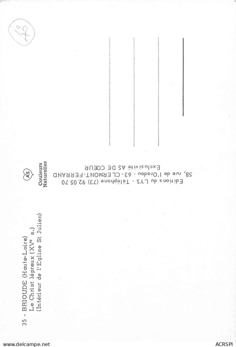 BRIOUDE  CHRIST Lépreux Basiliquest Julien  Intérieur  24 (scan Recto-verso)MA2285Bis - Brioude