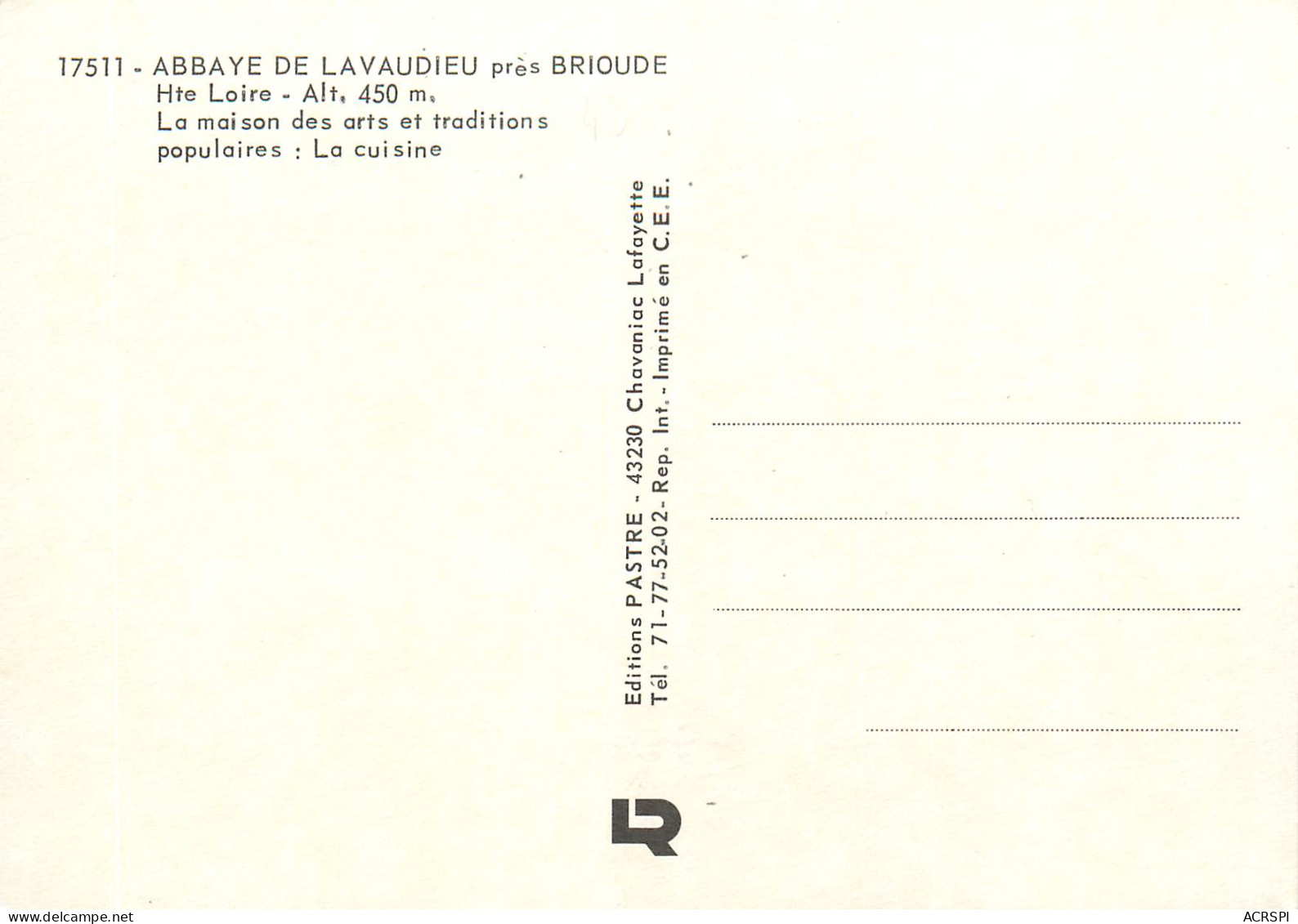 BRIOUDE  Abbaye De Lavaudieu Maison Des Arts Et Traditions Populaires LA CUISINE  26 (scan Recto-verso)MA2285Bis - Brioude