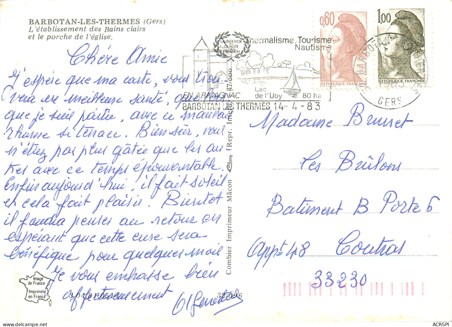 BARBOTAN Les THERMES  établissement Des Bains Clairs   9 (scan Recto-verso)MA2285Ter - Barbotan