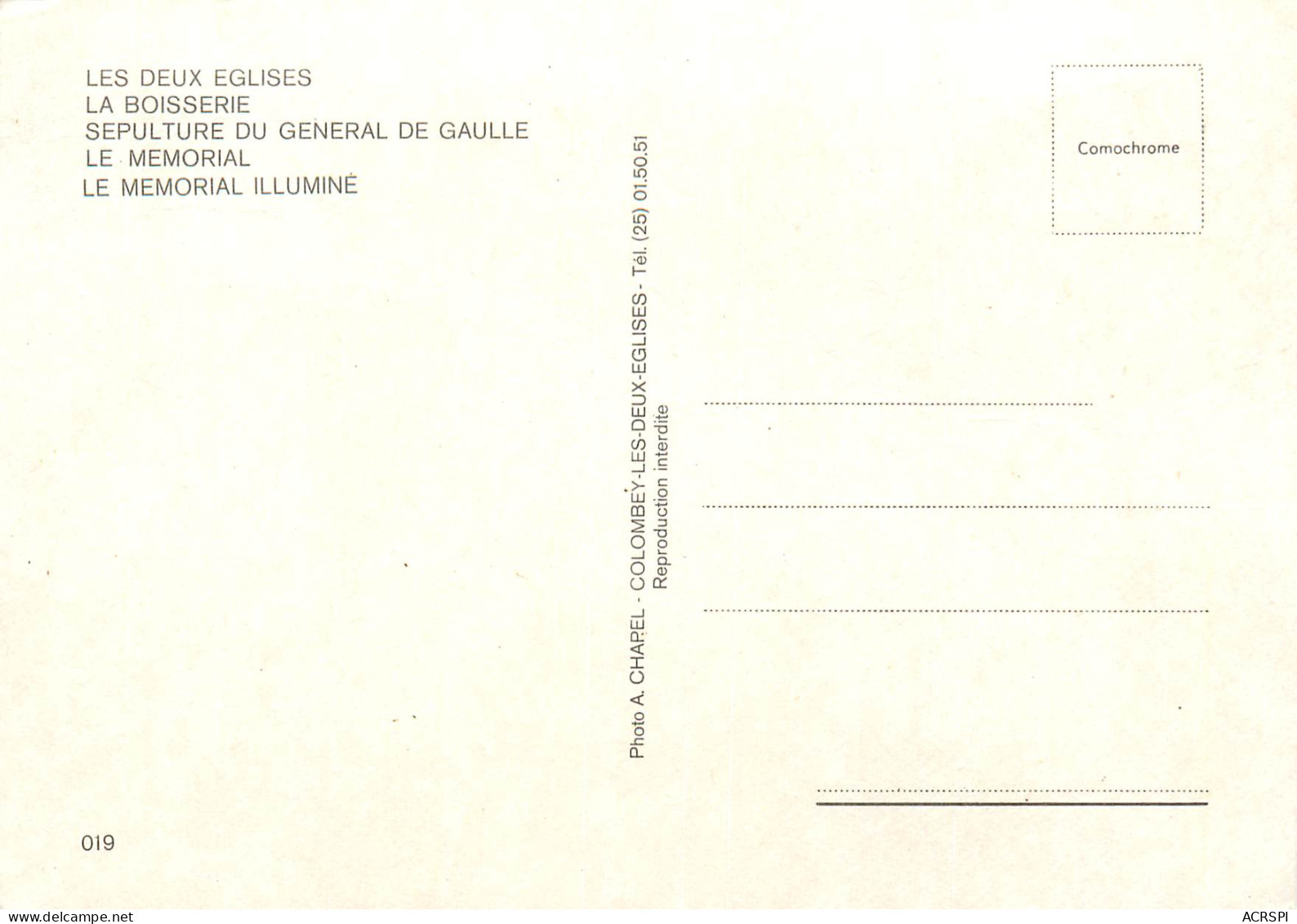 COLOMBEY LES DEUX EGLISES   Général De GAULLE Cocarde  21 (scan Recto-verso)MA2286Bis - Colombey Les Deux Eglises