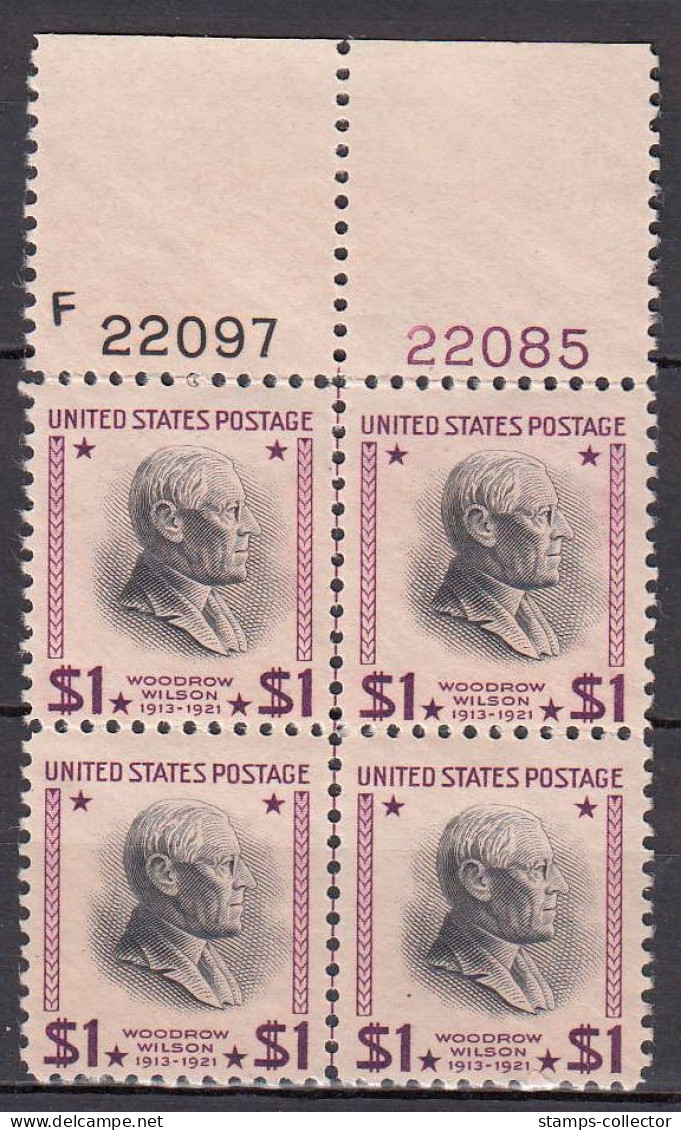 USA. 1938. 4-block. Mnh. Ekstra Violet Line. Number With 2 Dif. Coulour. - Numero Di Lastre
