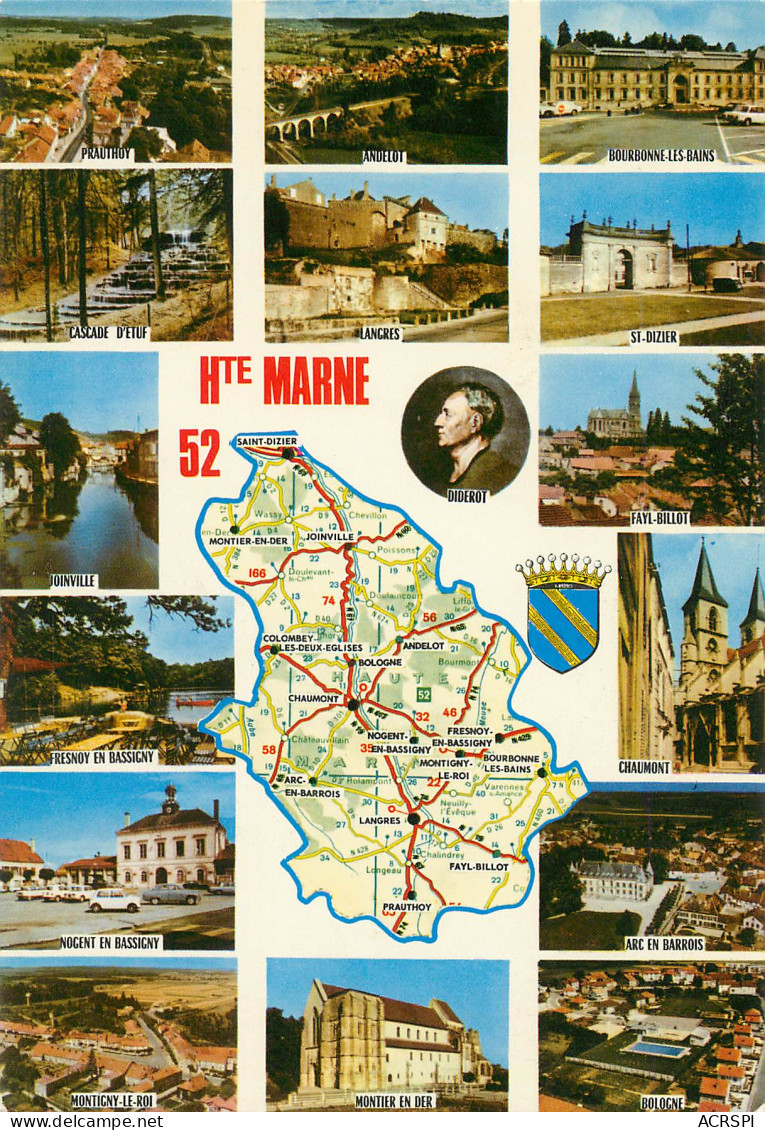 52 Haute Marne  Carte Map Multivue  35 (scan Recto-verso)MA2286Bis - Bourbonne Les Bains