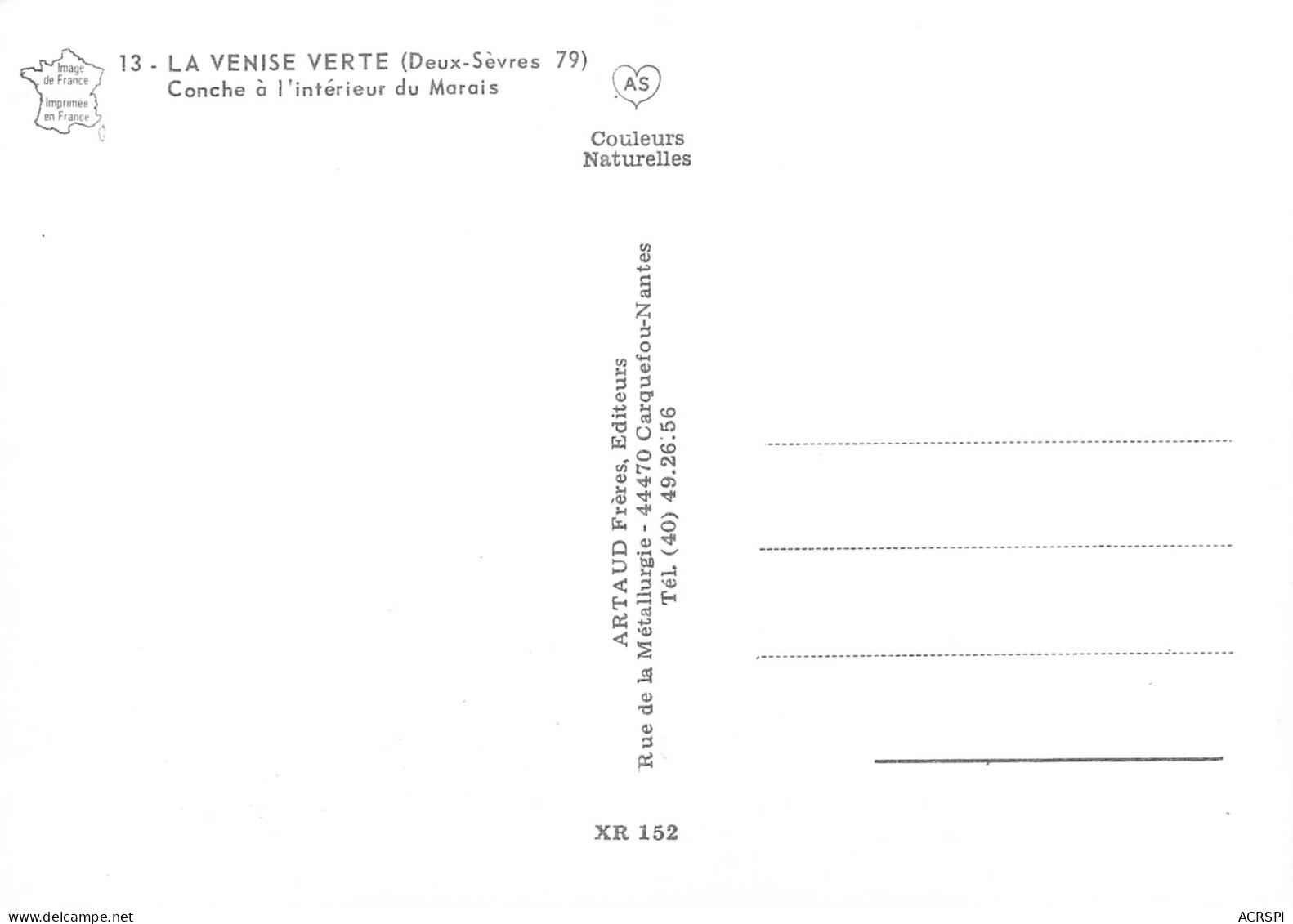 ARCAIS Conche à L'intérieur Du Marais  Sevre Niortaise DEUX SEVRES 79 Marais Poitevin   41 (scan Recto-verso)MA2286Ter - Niort