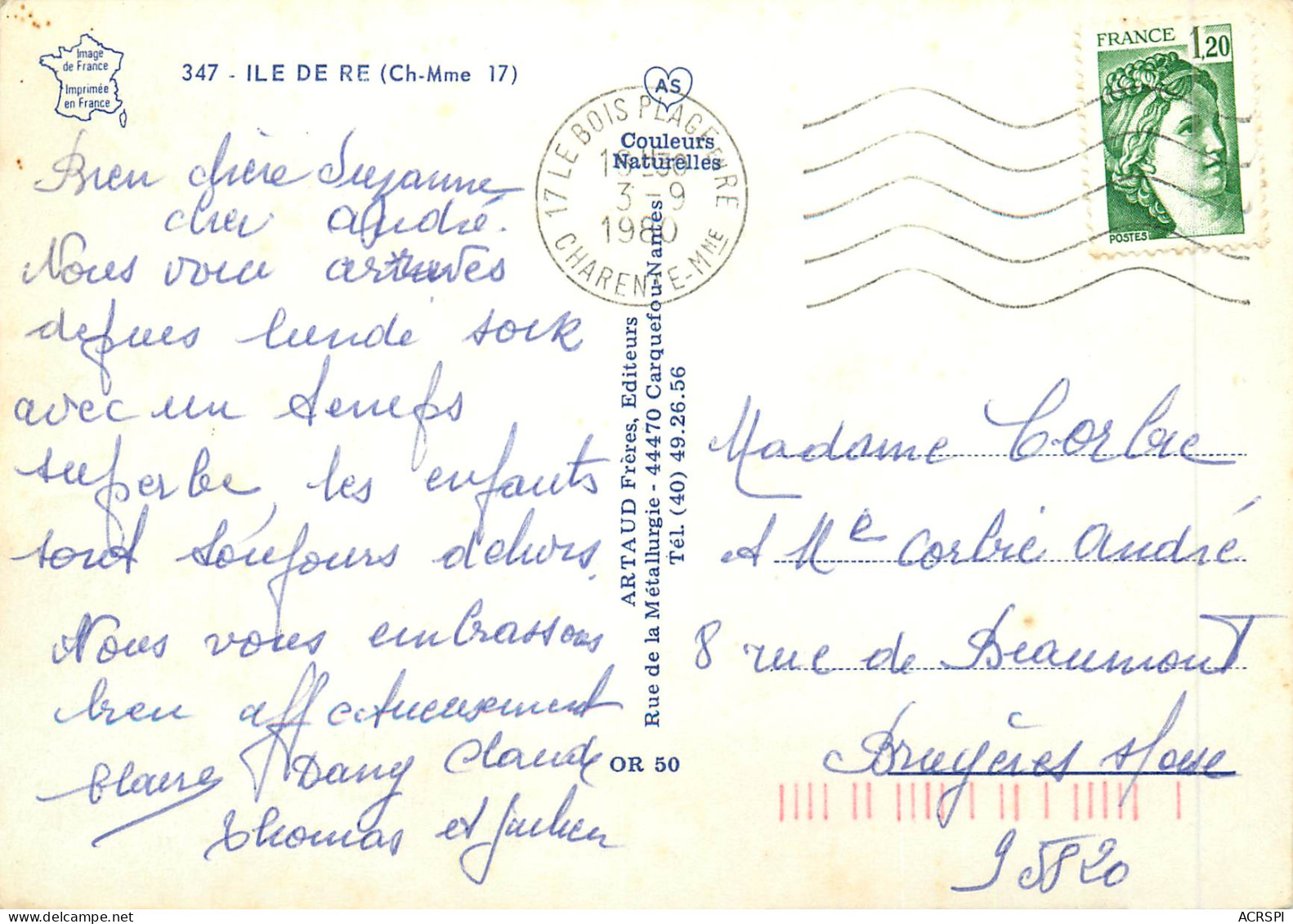 ILE DE Ré  Carte Map Anes Attelage Venelles Kissnot   30 (scan Recto-verso)MA2288 - Ile De Ré