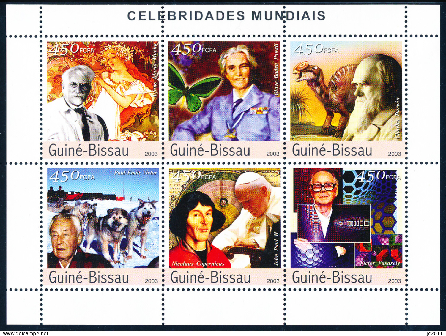 Guiné-Bissau - 2003 - Mucha + Powell + Darwin + Victor + Copernicus + Vasarely - MNH - Guinea-Bissau