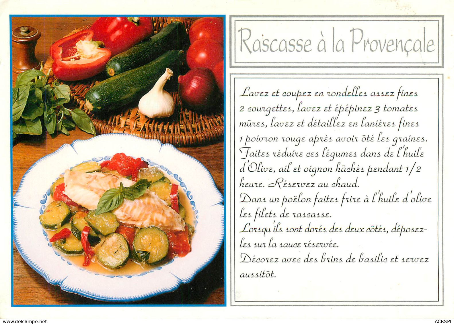 Recette  Rascasse à La Provencale  46  (scan Recto-verso)MA2288Bis - Recipes (cooking)