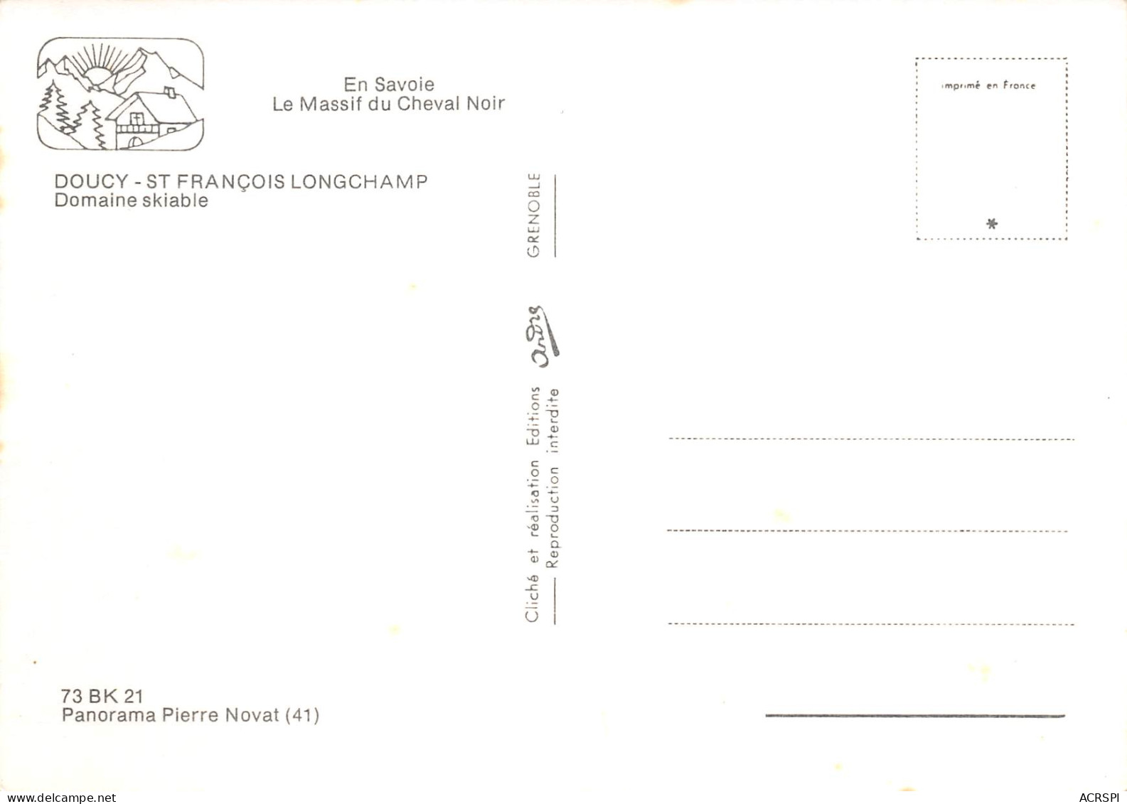 SainT FRANCOIS LONGCHAMP Massif Du Cheval Noir  Valmorel La Léchère  38 (scan Recto-verso)MA2288Und - Valmorel