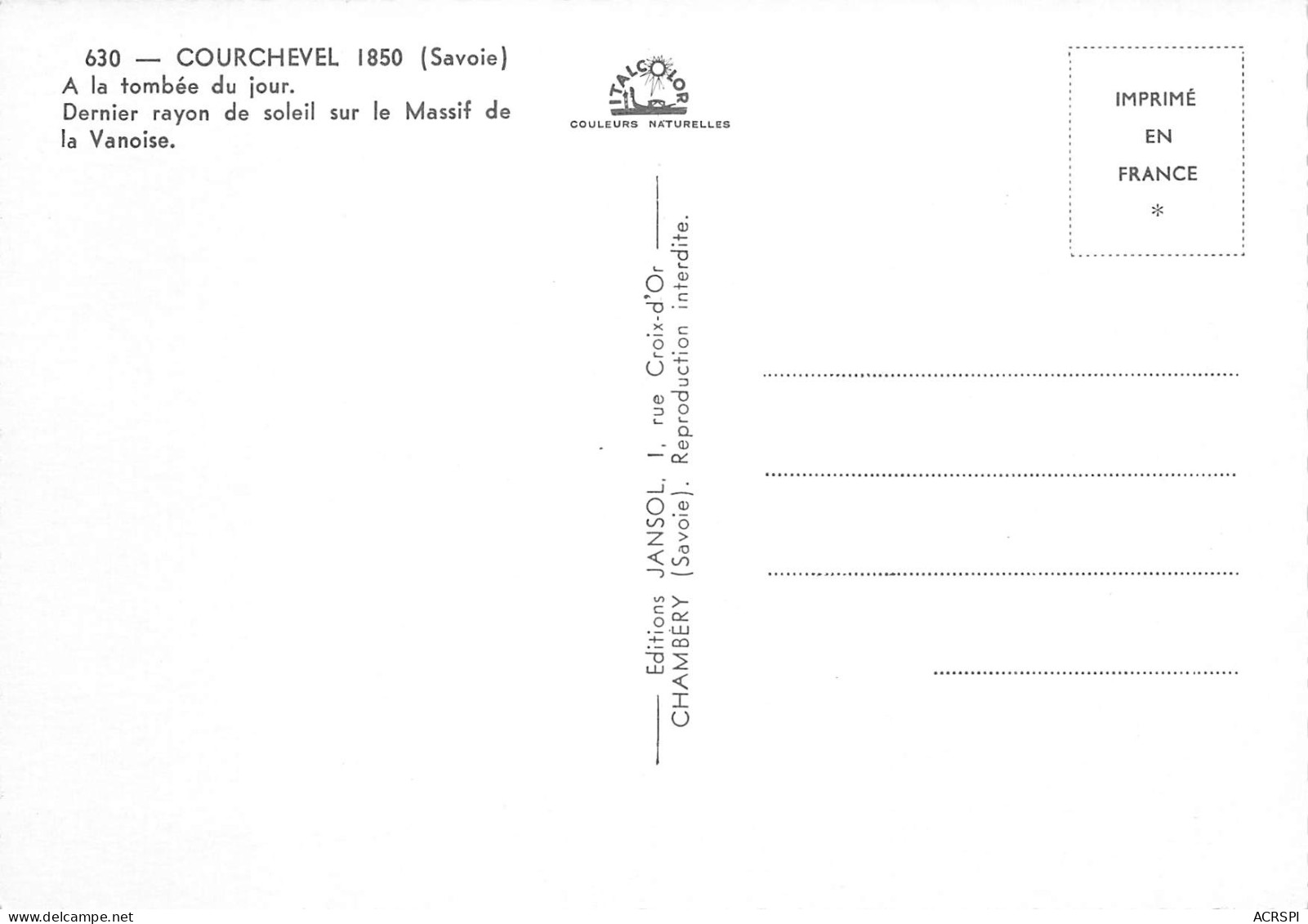 COURCHEVEL  1850 Tombée Du Jour   Saint-Bon-Tarentaise  45 (scan Recto-verso)MA2289 - Courchevel
