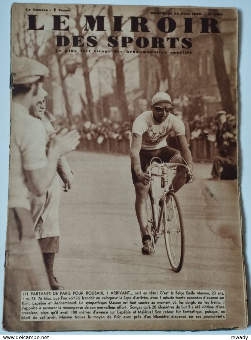Le Miroir Des Sports - 12 Avril 1939 (N. 1058) - Otros & Sin Clasificación