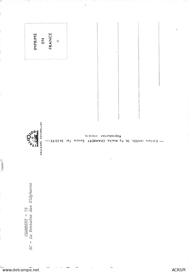 CHAMBERY  Fontaine Des éléphants 4 Sans Q   17 (scan Recto-verso)MA2290Bis - Chambery