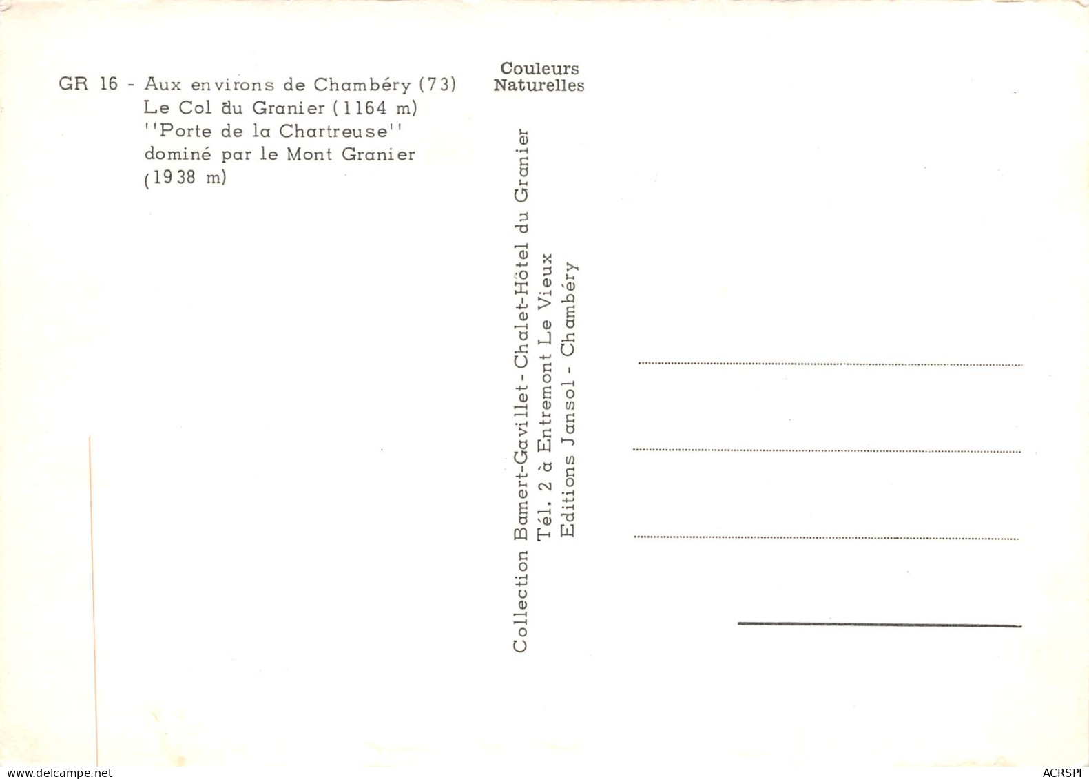 CHAMBERY  Mont GRANIER  21 (scan Recto-verso)MA2290Bis - Chambery