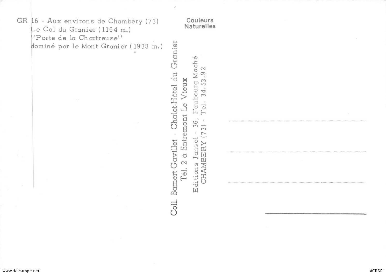 CHAMBERY  Mont GRANIER  22 (scan Recto-verso)MA2290Bis - Chambery