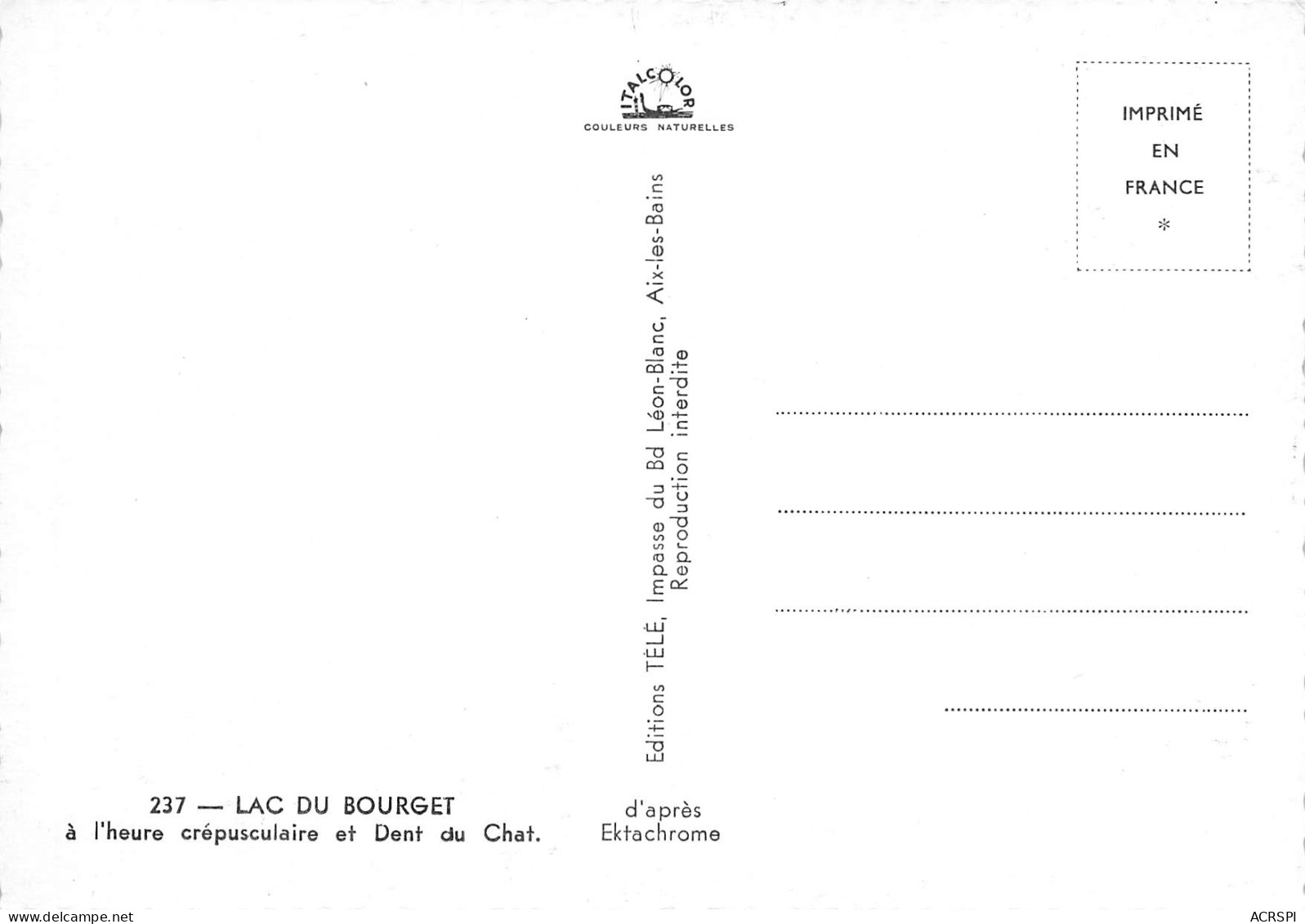 Lac Du BOURGET à L'heure Crépusculaire  Savoie   15 (scan Recto-verso)MA2291 - Aix Les Bains