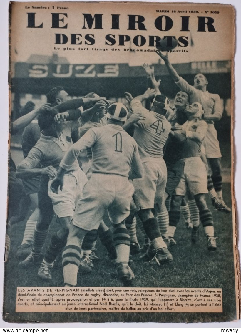 Le Miroir Des Sports - 18 Avril 1939 (N. 1059) - Other & Unclassified