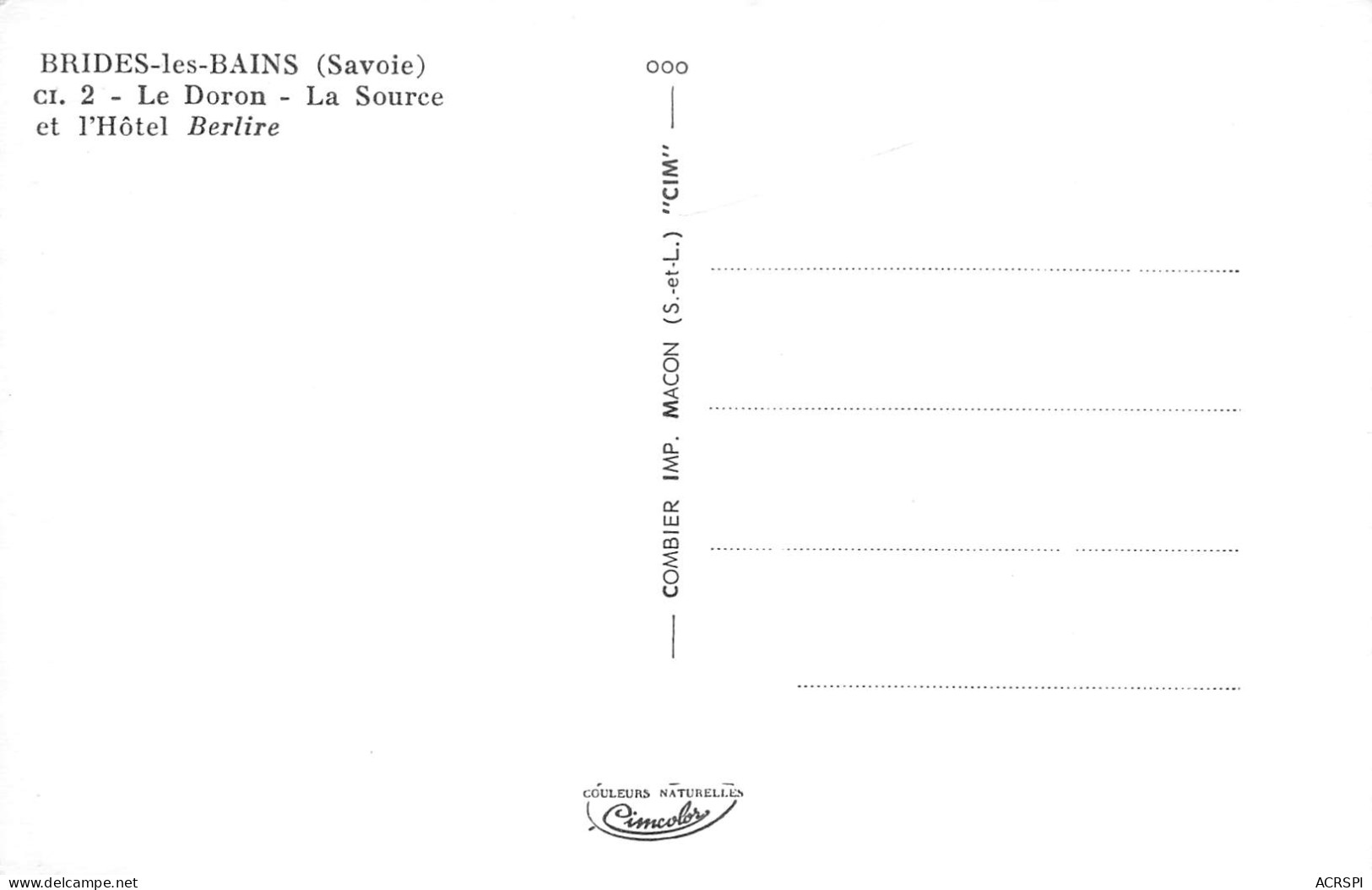 BRIDES Les BAINS Hotel Berlire   1   (scan Recto-verso)MA2292 - Brides Les Bains