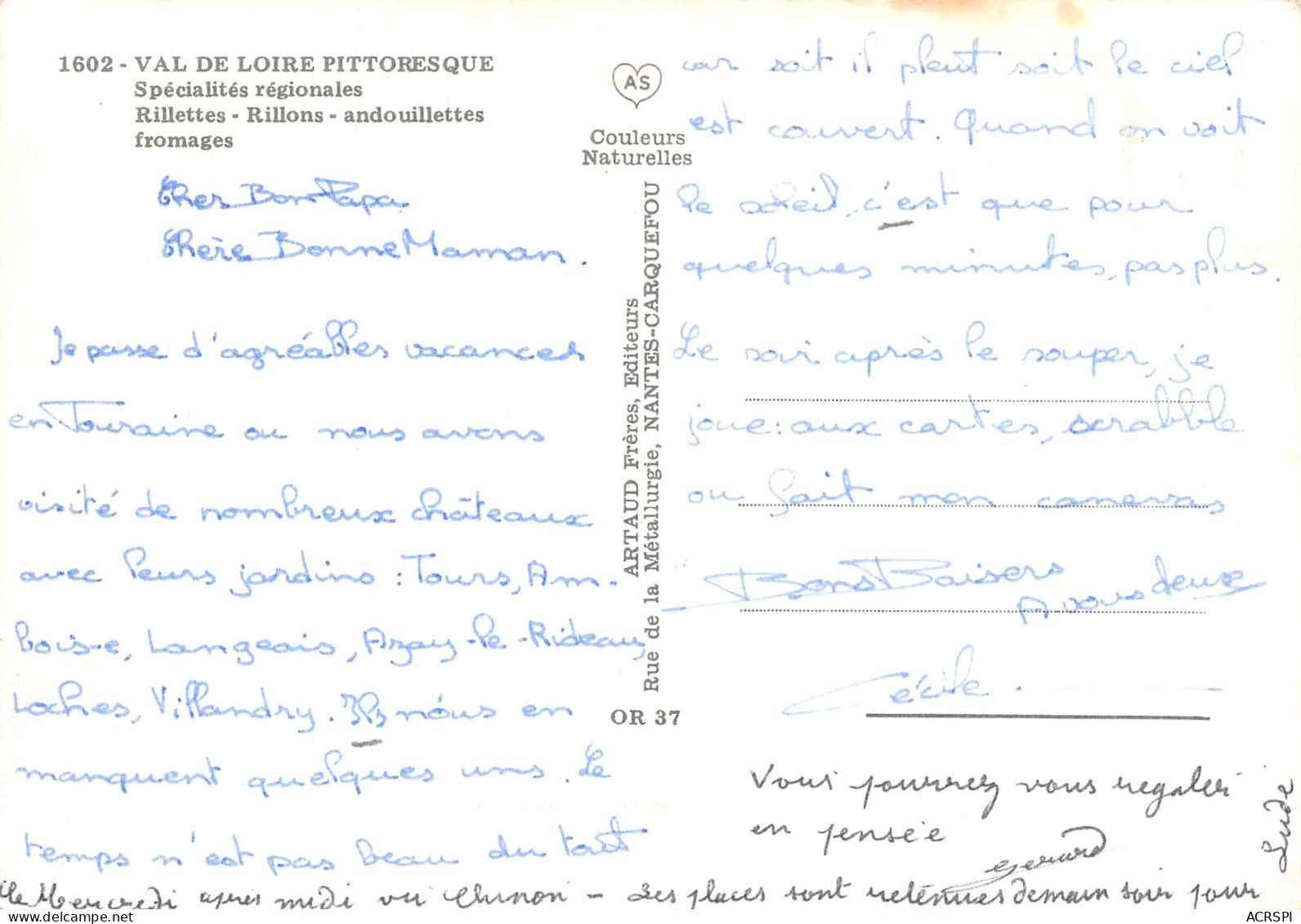 Recette  Rillettes Rillons Andouillette Chinon Vouvray Amboise  38 (scan Recto-verso)MA2293 - Recepten (kook)