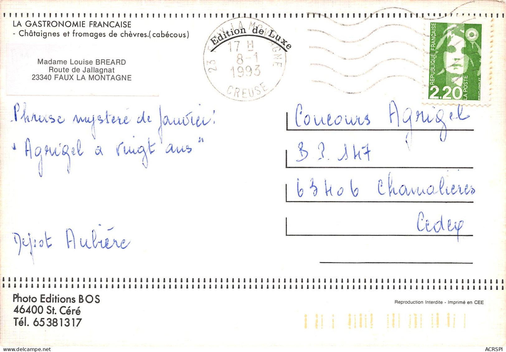 Recette  Chataignes Et Fromages De Chèvres Cabécous Quercy, Rouergue, Périgord  37 (scan Recto-verso)MA2293 - Recepten (kook)