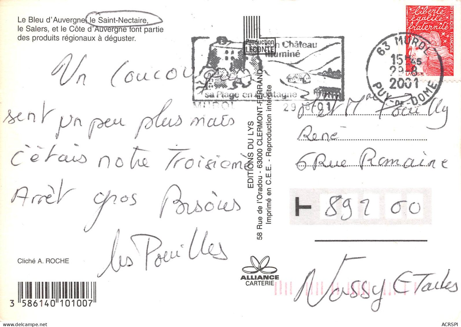 Recette  Saint Nectaire Salers Auvergne  39 (scan Recto-verso)MA2293 - Recipes (cooking)