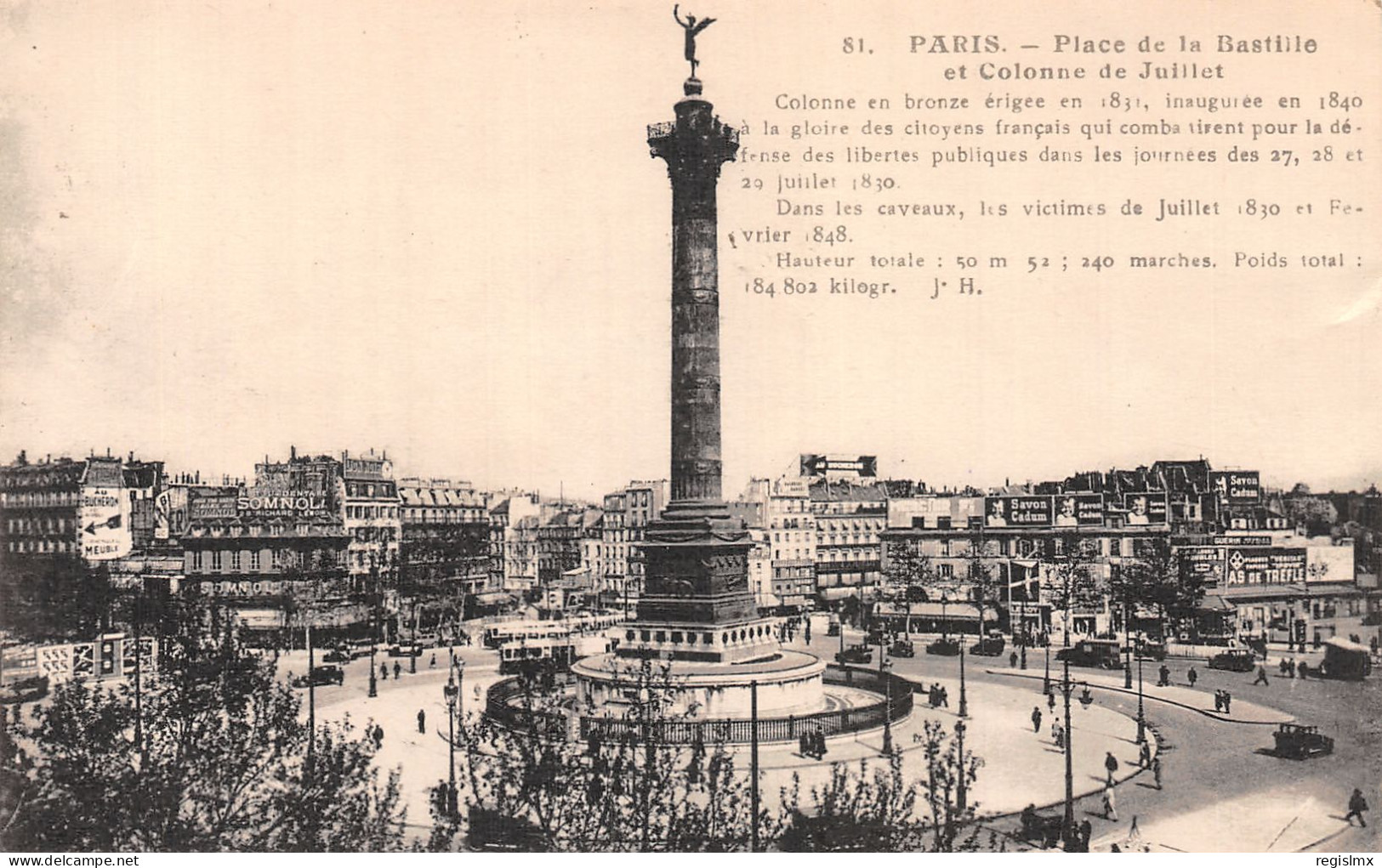 75-PARIS PLACE DE LA BASTILLE ET COLONNE DE JUILLET-N°T1044-A/0227 - Plätze