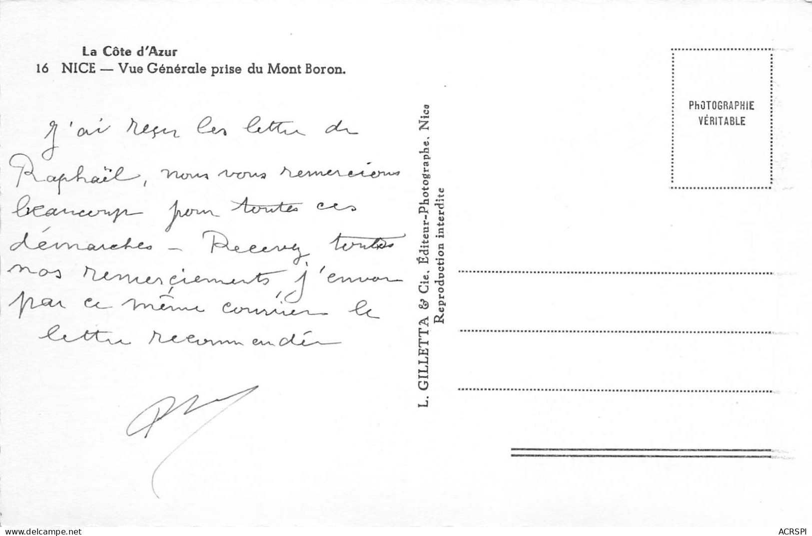 NICE  Vue Panoramique Du Mont BORON   18 (scan Recto-verso)MA2294Ter - Cartas Panorámicas