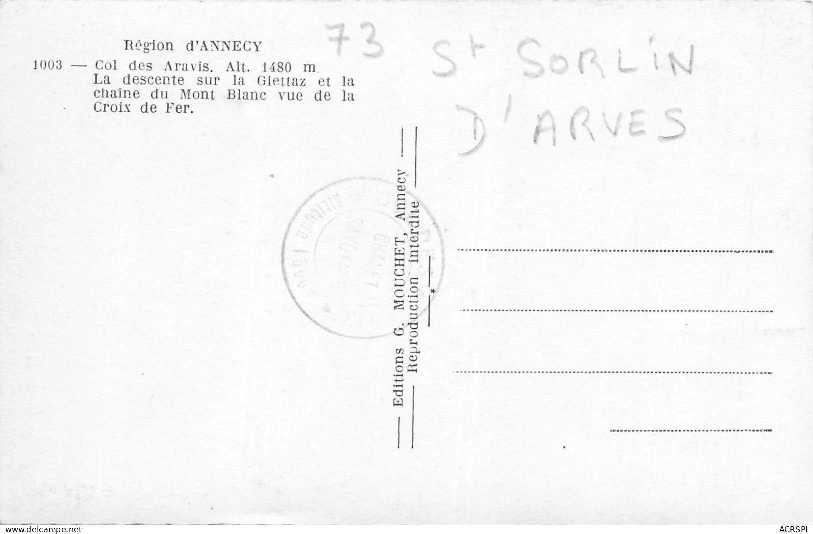 SAINT SORLIN D' ARVES Col De La Croix De Fer Prés  D Annecy   2   (scan Recto-verso)MA2294Und - Andere & Zonder Classificatie