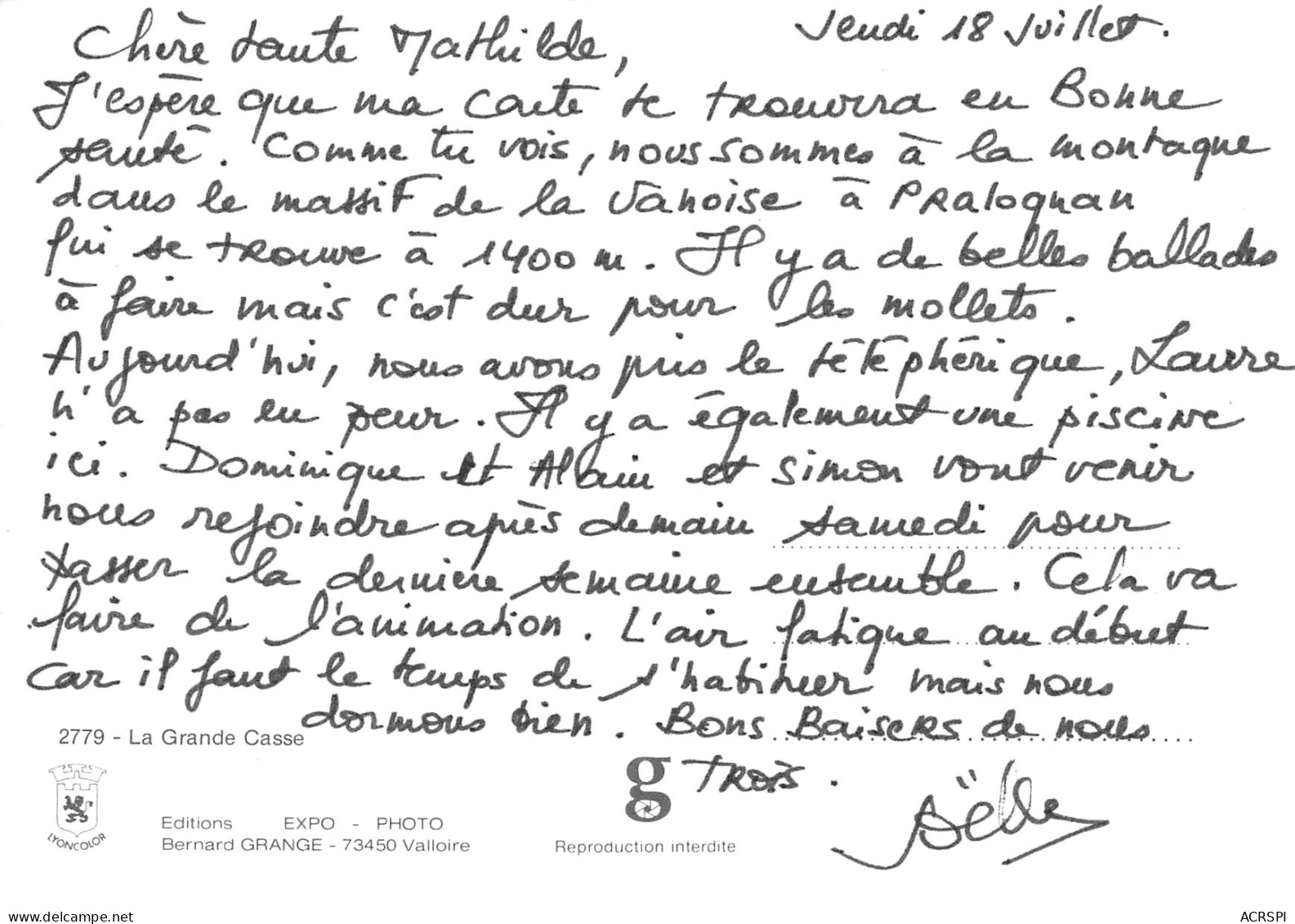 LA GRANDE CASSE  Bernard Grange VALLOIRE  38 (scan Recto-verso)MA2294Und - Other & Unclassified