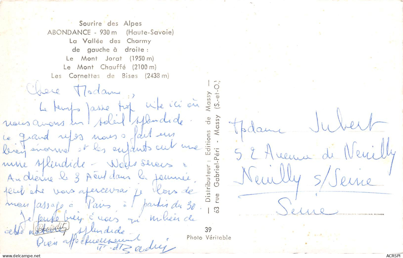 ABONDANCE Et Vallée Des Charmy   13 (scan Recto-verso)MA2295 - Abondance