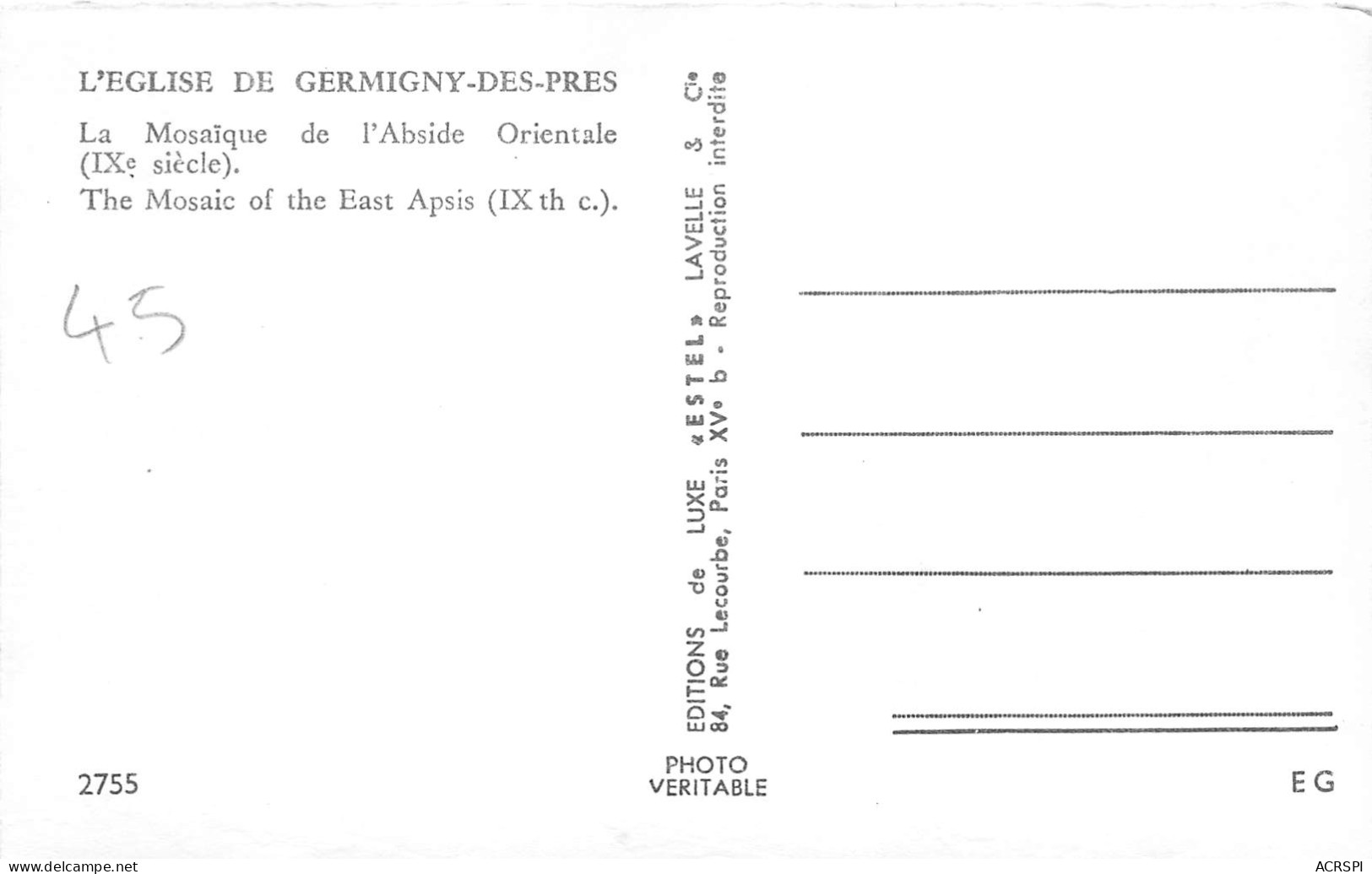 SAINT GERMINY DES PRES  La Mosaique  40 (scan Recto-verso)MA2295Bis - Other & Unclassified