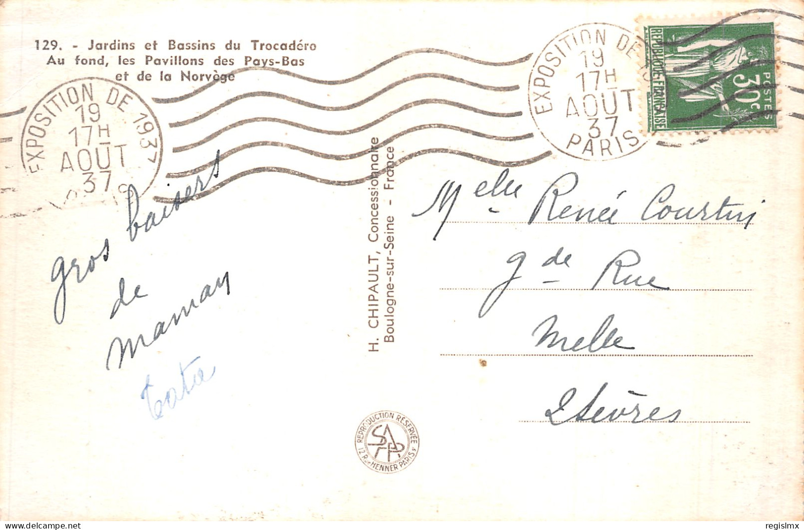 75-PARIS EXPOSITION INTERNATIONALE 1937 JARDIN DU TROCADERO-N°T1044-A/0319 - Mostre