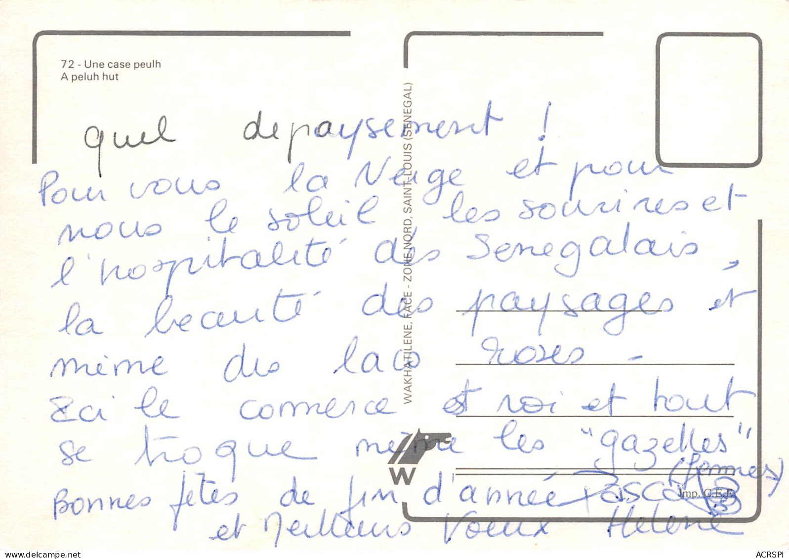 SENEGAL  Saint Louis Une Case PEULH  A Peluh Hut   28  (scan Recto-verso)MA2295Ter - Sénégal