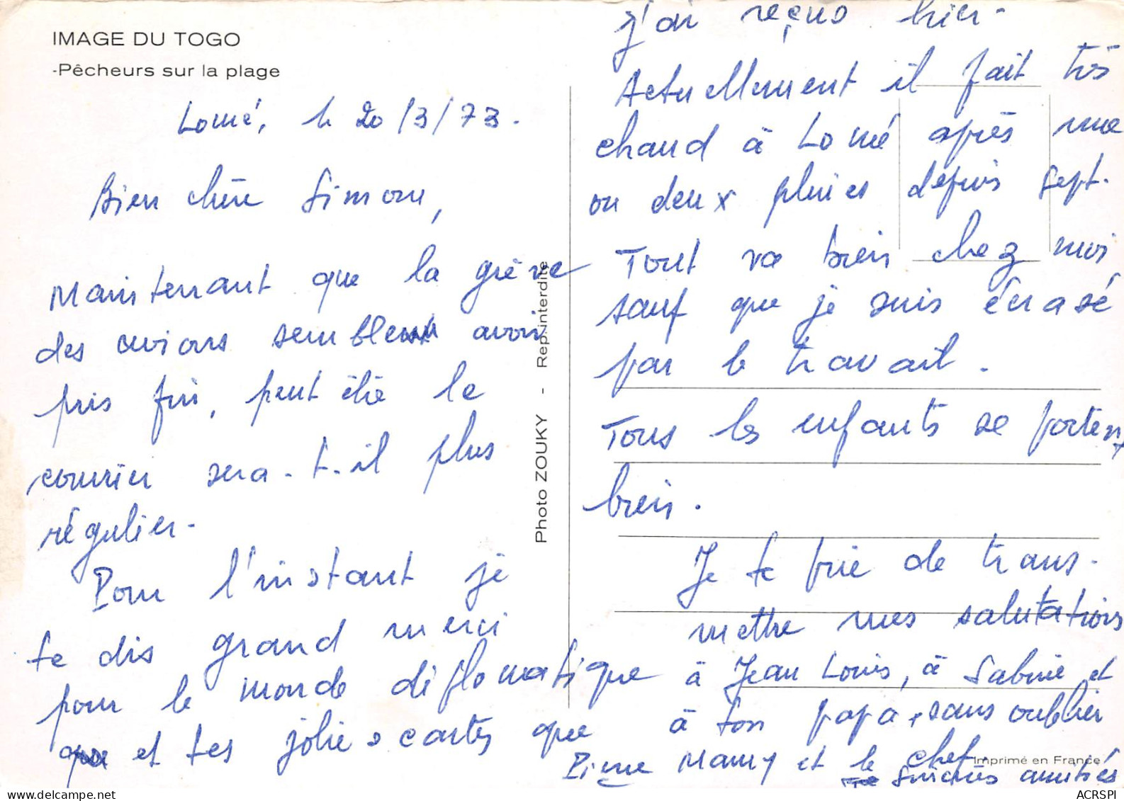 TOGO  Pecheurs Sur La Plage  8   (scan Recto-verso)MA2295Und - Togo
