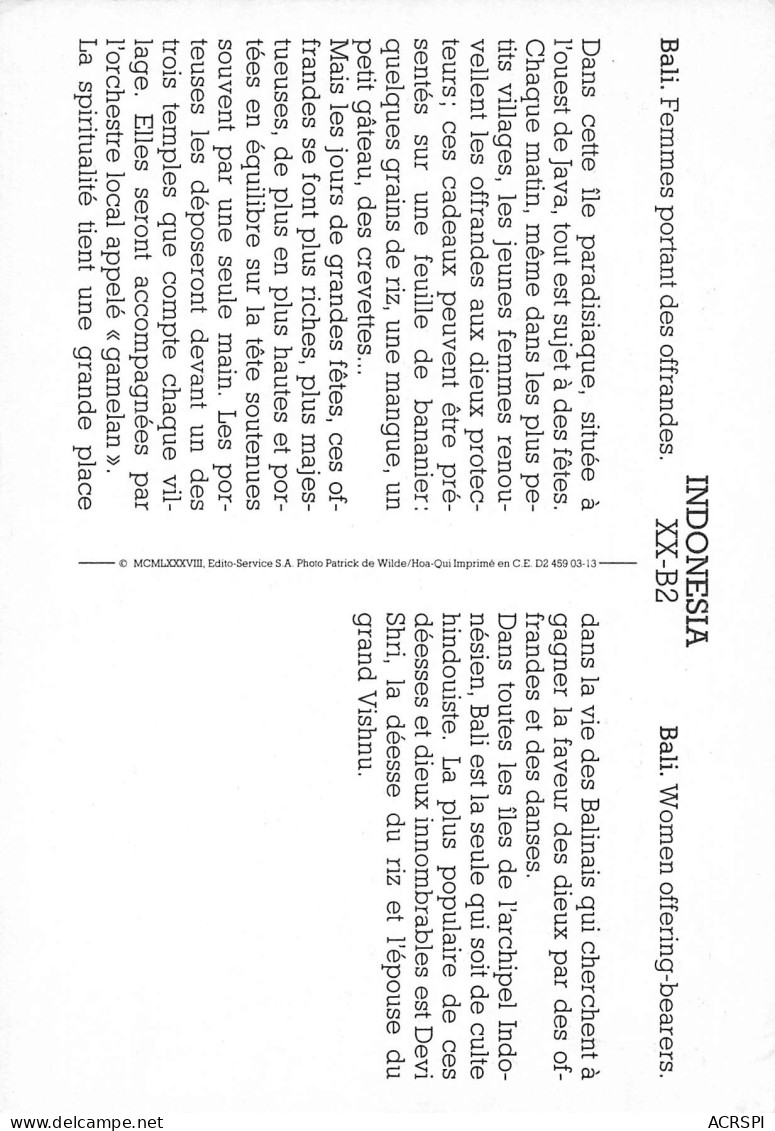 INDONESIA BALI Indonesie  Femmes Portant Des Offrandes   24 (scan Recto-verso)MA2296Ter - Indonesia