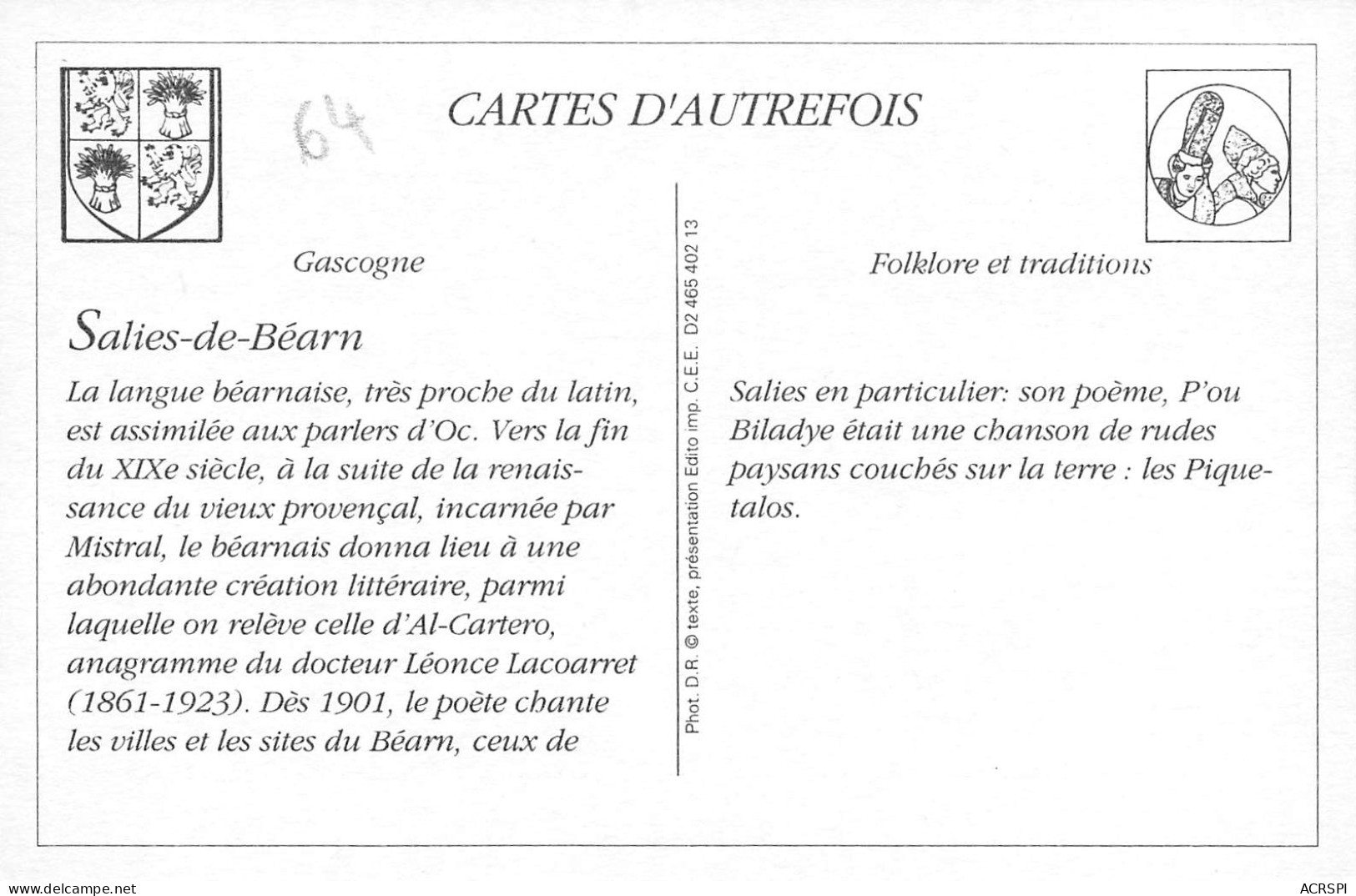 Salies-de-Béarn  L'ous Piquetalos  37 (scan Recto-verso)MA2297 - Salies De Bearn