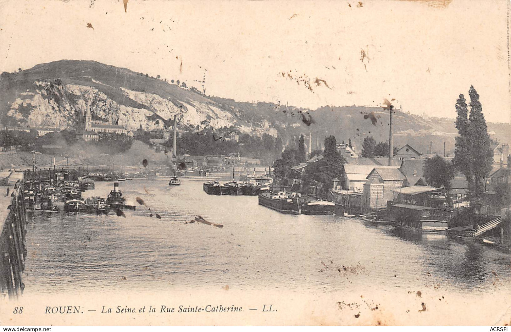 Le Seine Les Bateaux Les Péniches Rue Ste Catherine ROUEN   16 (scan Recto-verso)MA2297Bis - Rouen