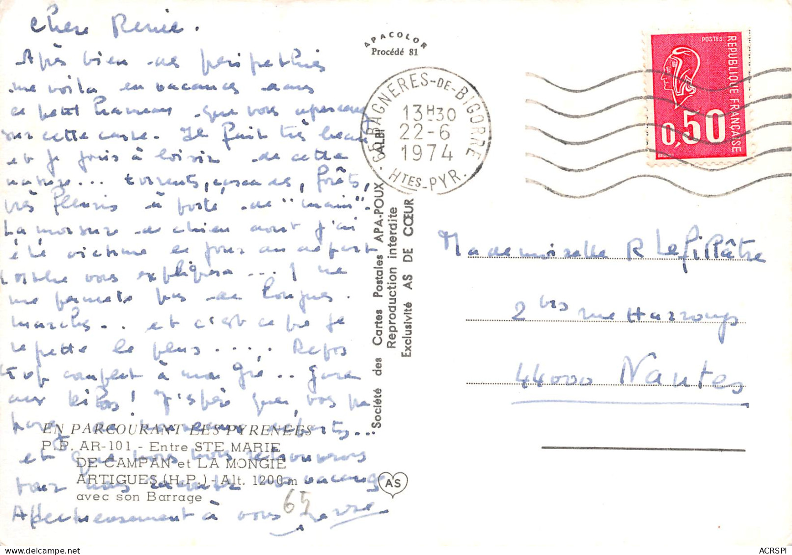 Entre St Marie De CAMPAN Et La Mongie ARTIGUES  25 (scan Recto-verso)MA2297Und - Campan