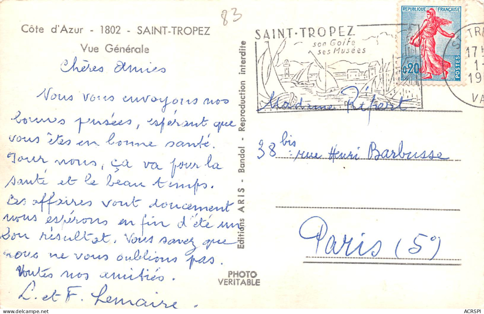 SAINT TROPEZ  Vue Générale  7  (scan Recto-verso)MA2297Vic - Saint-Tropez