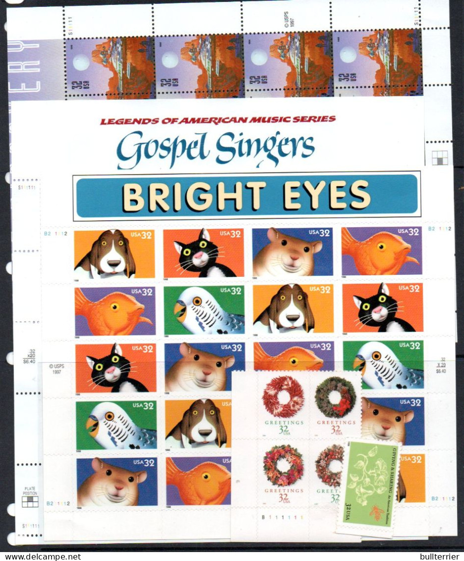 USA - MNH Selection With Gospel,Space And Bright Eyes Folded Sheets , Face Value  $20+ - Unused Stamps