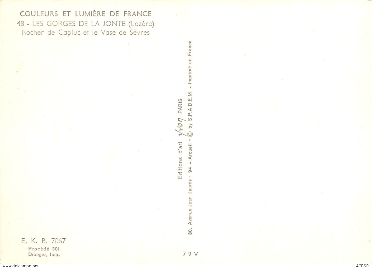 GORGES DE LA JONTE  Rocher De Capluc Et Vase De Sevre  17 (scan Recto-verso)MA2298Ter - Gorges Du Tarn