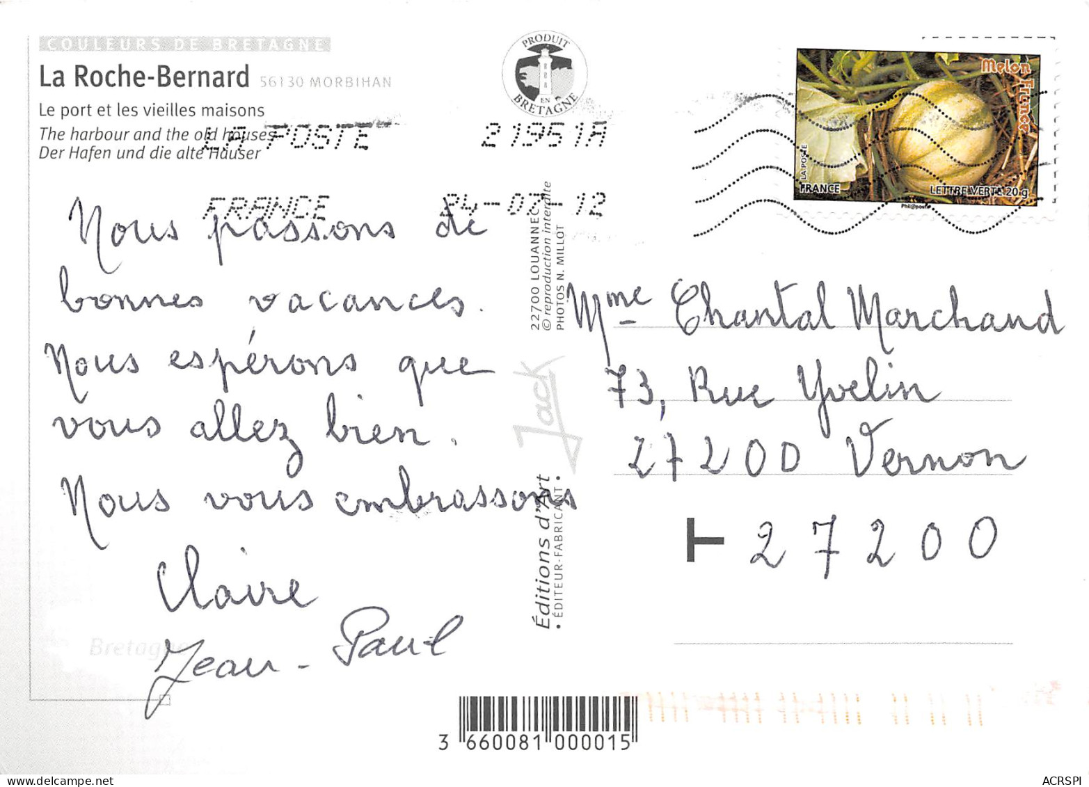 LA ROCHE BERNARD Multivue  30  (scan Recto-verso)MA2298Und - La Roche-Bernard