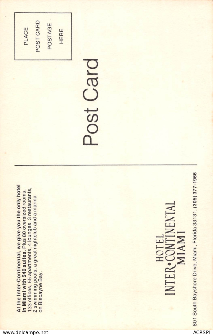 USA  FLORIDA MIAMI Hotel Inter Continental Amérique Floride  3   (scan Recto-verso)MA2298Vic - Miami