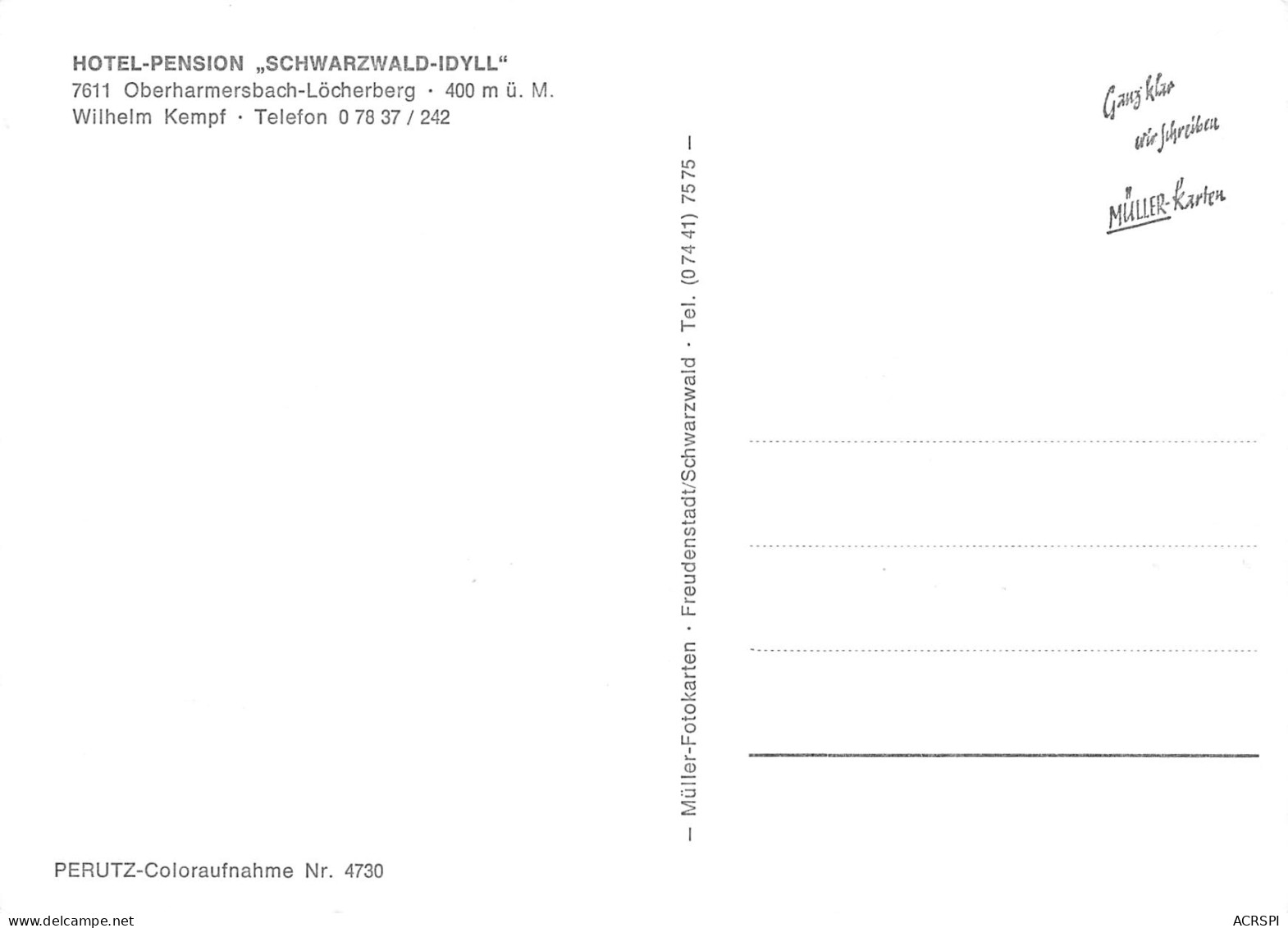 Hotel Pension Schwarzwald Idyll - Oberharmersbach Löcherberg   39 (scan Recto-verso)MA2298Vic - Other & Unclassified