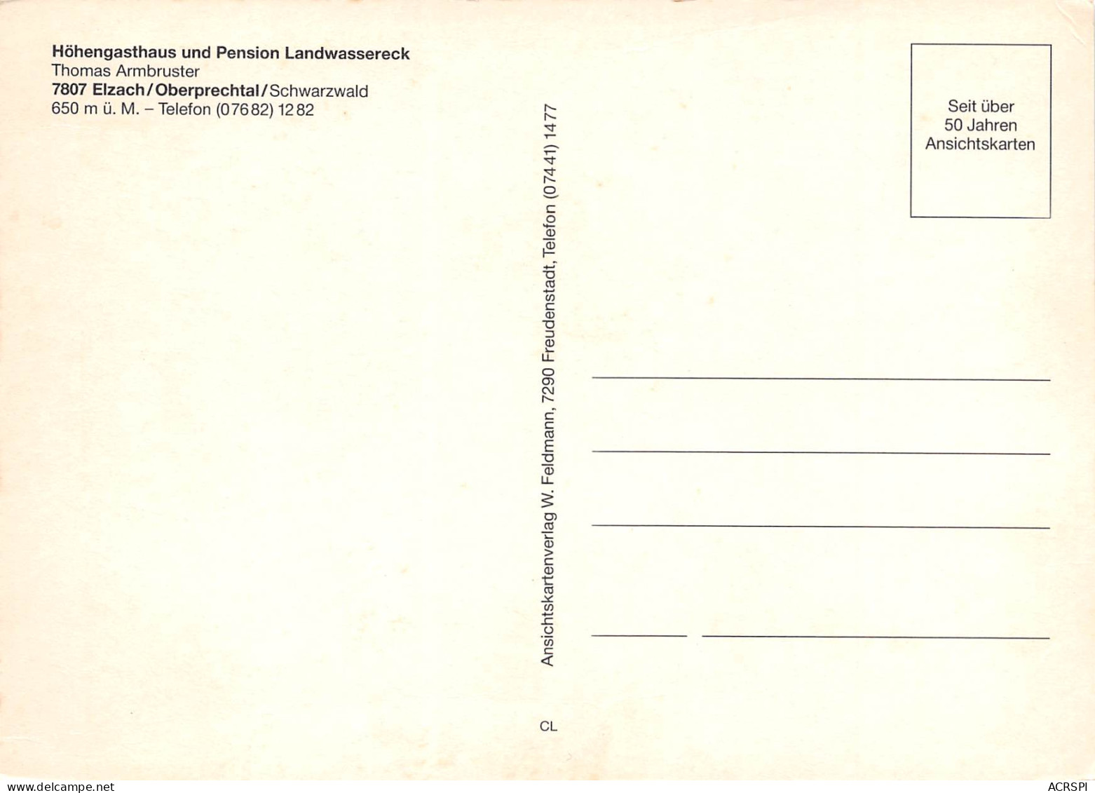 Elzach Schwarzwald Höhengasthaus Pension Landwassereck  Besitzer Thomas Armbruster  41 (scan Recto-verso)MA2298Vic - Other & Unclassified