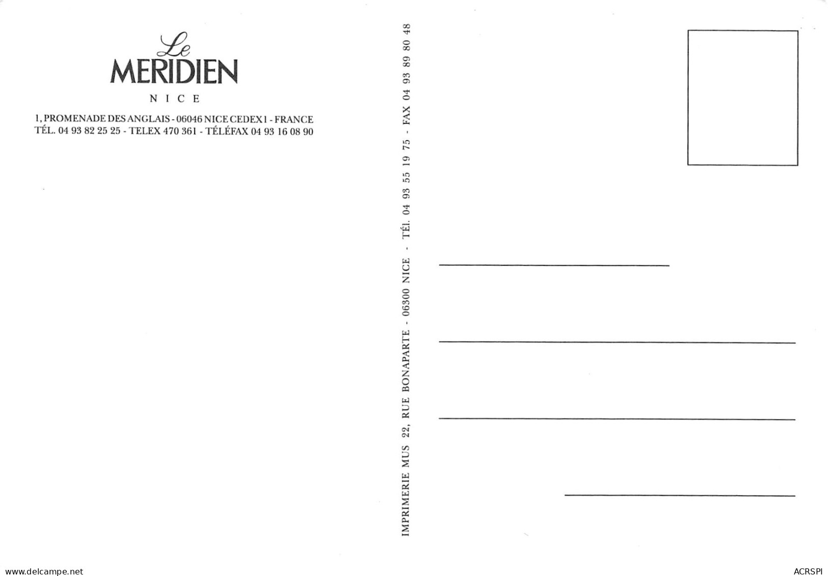 NICE Hotel Le MERIDIEN   40  (scan Recto-verso)MA2299 - Pubs, Hotels And Restaurants