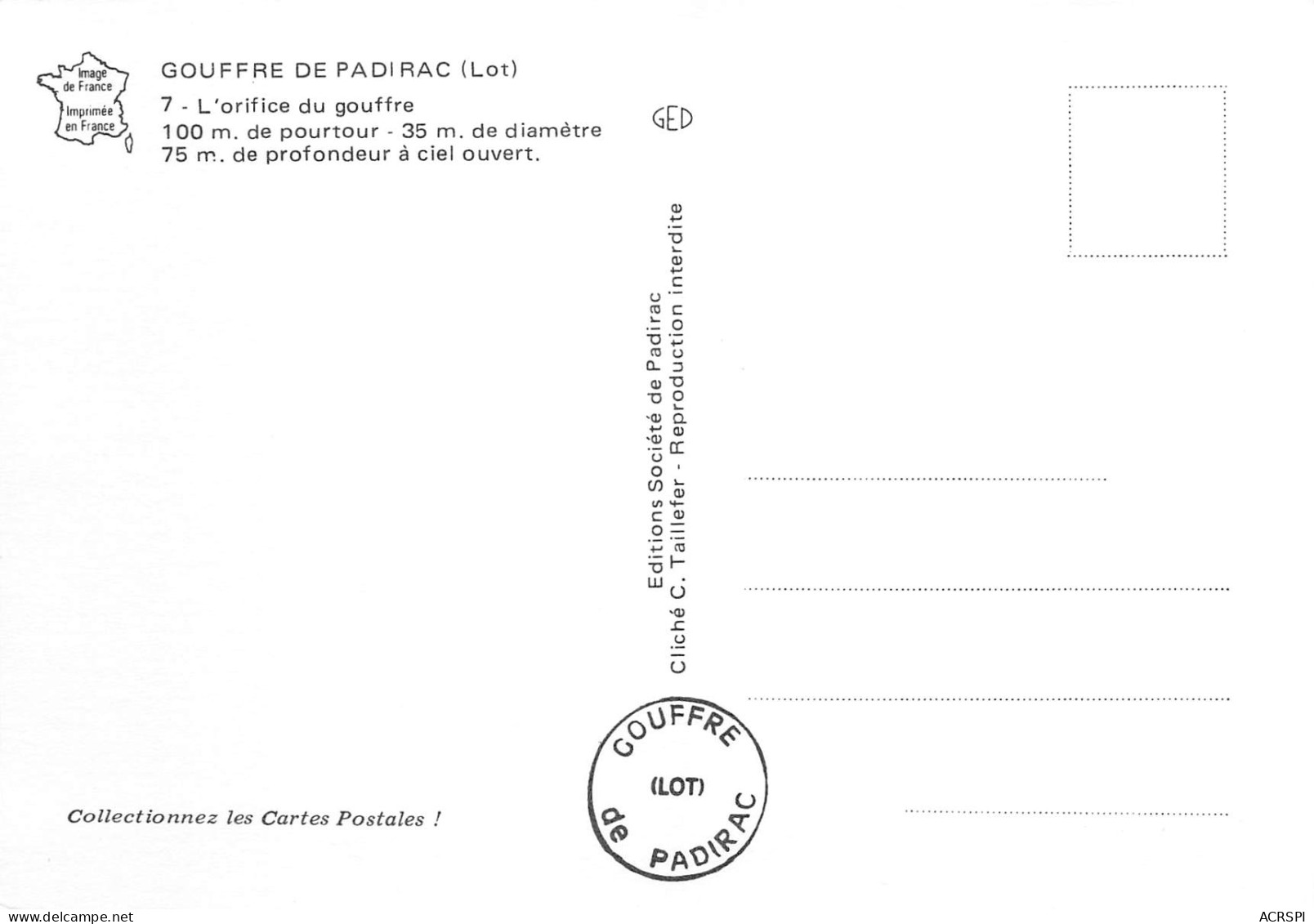 PADIRAC  L'orifice Du Gouffre   36 (scan Recto-verso)MA2299Vic - Padirac