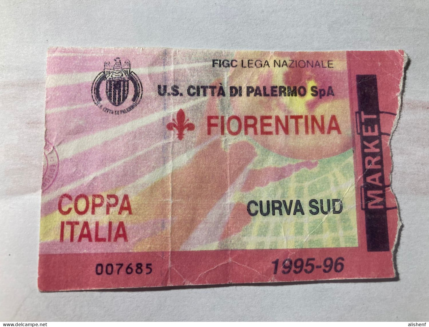 Biglietto Stadio Favorita Palermo Fiorentina 1995-96 Coppa Italia - Eintrittskarten