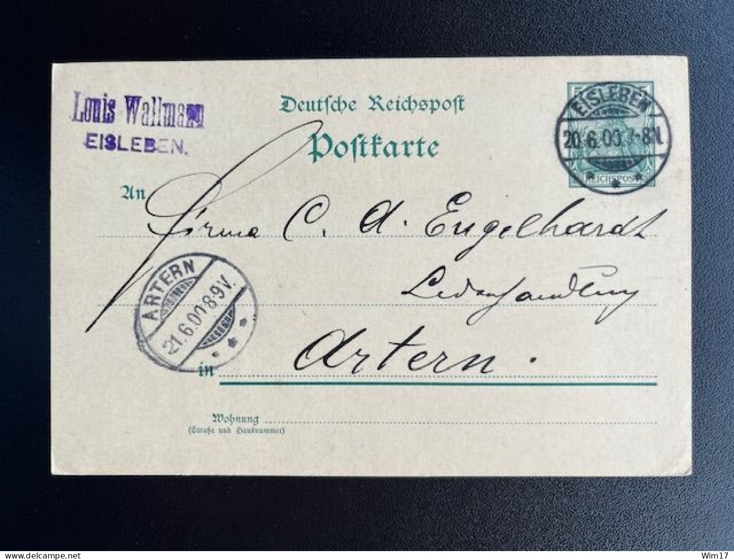 GERMANY 1900 POSTCARD EISLEBEN TO ARTERN 20-06-1900 DUITSLAND DEUTSCHLAND - Postcards